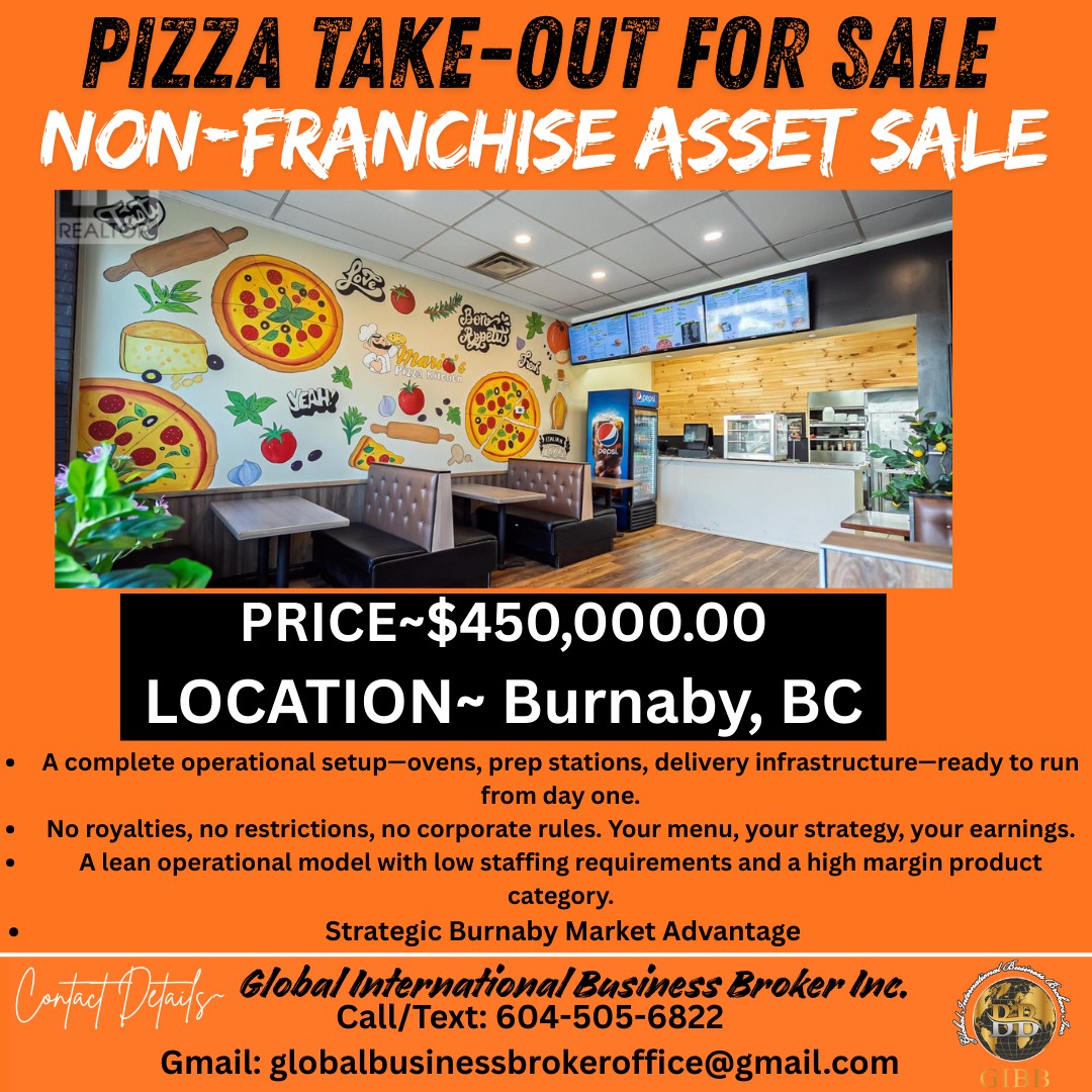 Own a High-Performing Pizza Take-Out Operation in the Heart of Burnaby